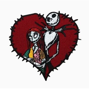 Jack & Sally Love Stitch Heart Iron On Patch